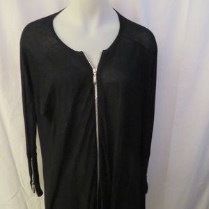 Y LONDON BLACK SHEER THIN ASYMMETRICAL SWEATER S